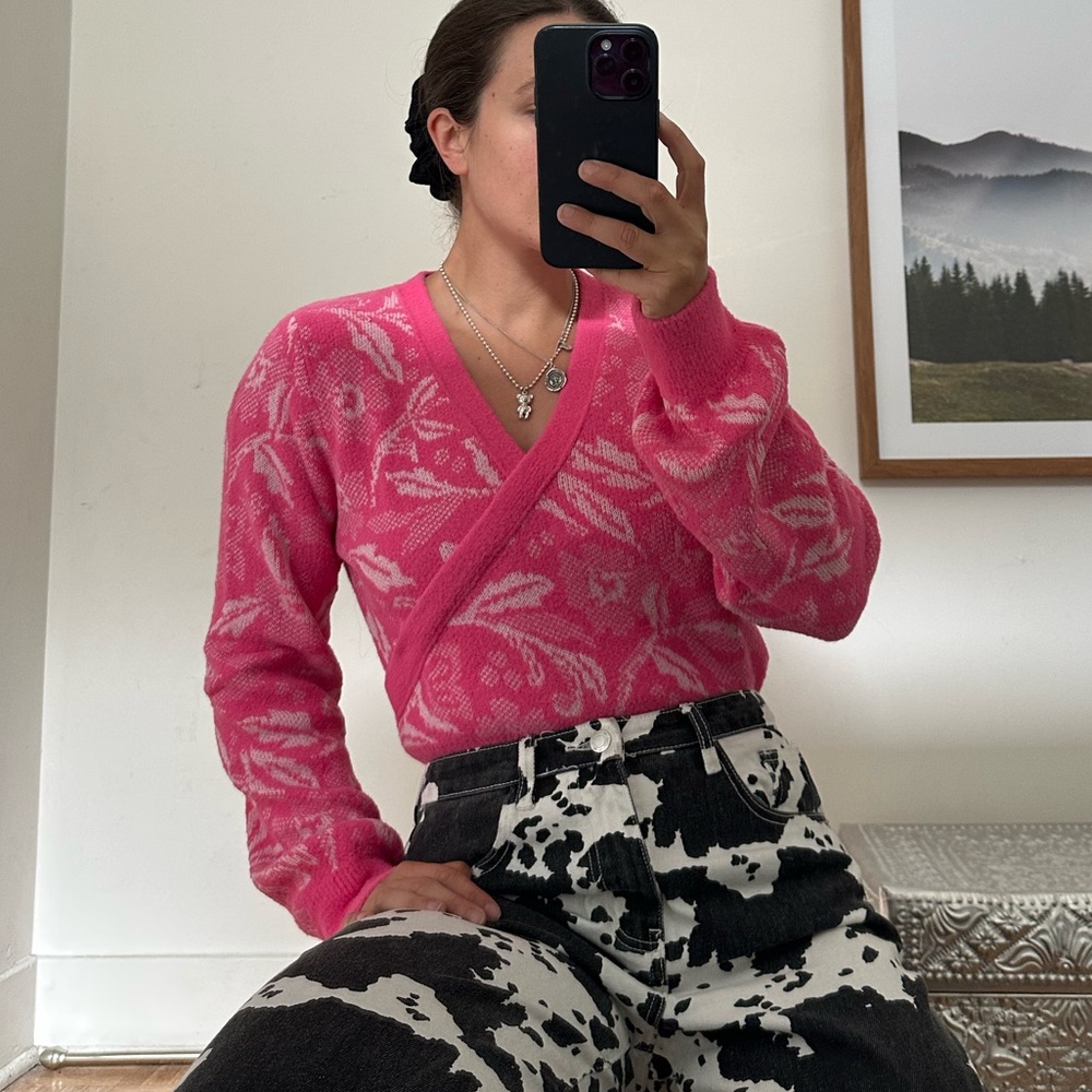 if it were me Pink V-Neck Sweater
